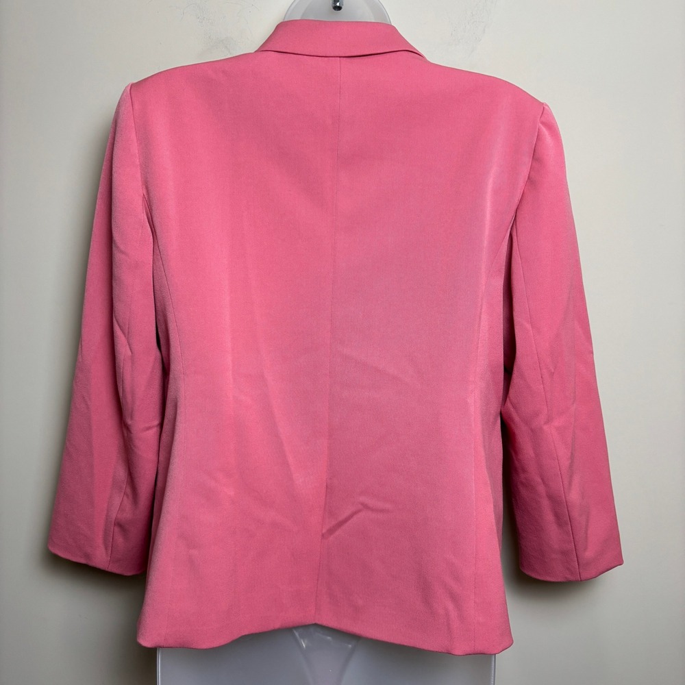 Ann Taylor Pink Long Sleeve One Button Padded Shoulders Blazer Jacket Womens 6 - Picture 4 of 7